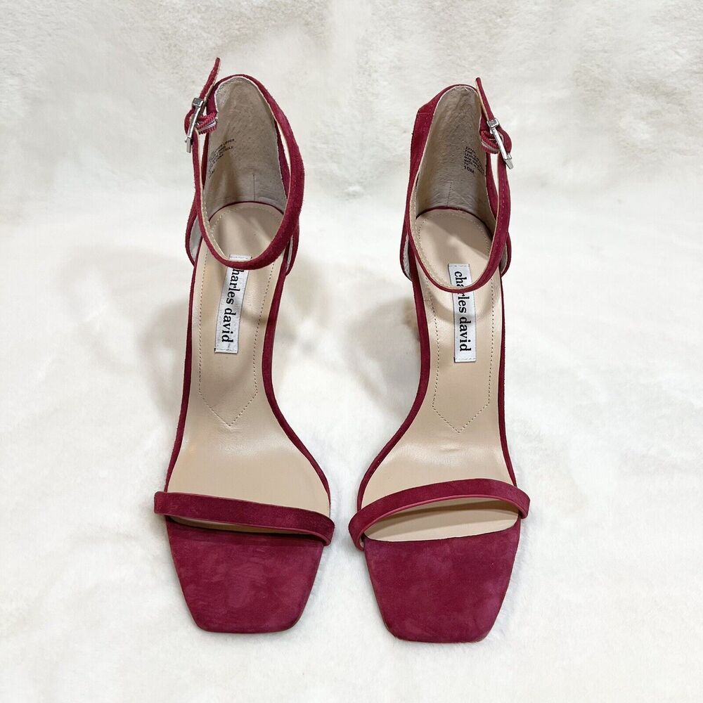 Charles David Heels Extra Dress Strappy Stiletto Magenta Pink Suede Sz 10M - Picture 4 of 15